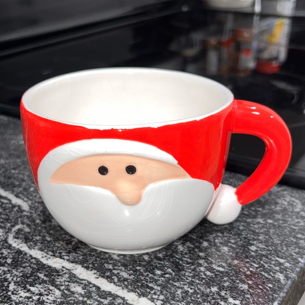 Santa Claus Head Mug Cup Christmas Holiday Red